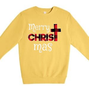 Merry Christmas Buffalo Plaid Premium Crewneck Sweatshirt