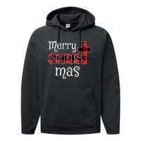 Merry Christmas Buffalo Plaid Performance Fleece Hoodie