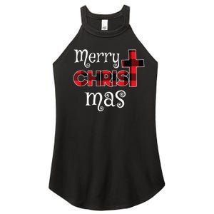 Merry Christmas Buffalo Plaid Women's Perfect Tri Rocker Tank