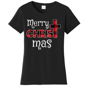 Merry Christmas Buffalo Plaid Women's T-Shirt