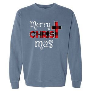 Merry Christmas Buffalo Plaid Garment-Dyed Sweatshirt