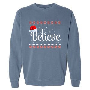 Merry Christmas Believe In Santa Claus Family Pajamas Garment-Dyed Sweatshirt