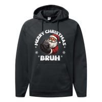 Merry Christmas Bruh Funny Naughty List Coal Xmas Long Sleeve Performance Fleece Hoodie