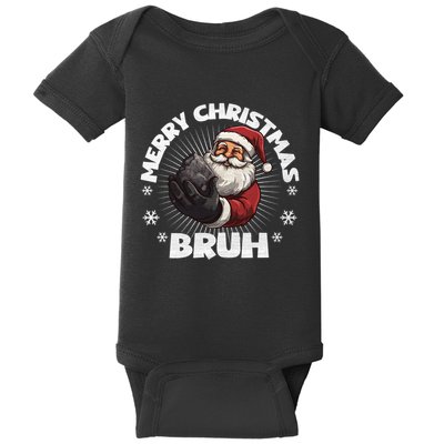 Merry Christmas Bruh Funny Naughty List Coal Xmas Long Sleeve Baby Bodysuit
