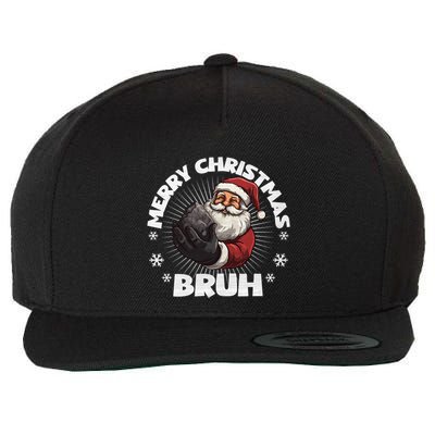 Merry Christmas Bruh Funny Naughty List Coal Xmas Long Sleeve Wool Snapback Cap