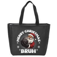 Merry Christmas Bruh Funny Naughty List Coal Xmas Long Sleeve Zip Tote Bag