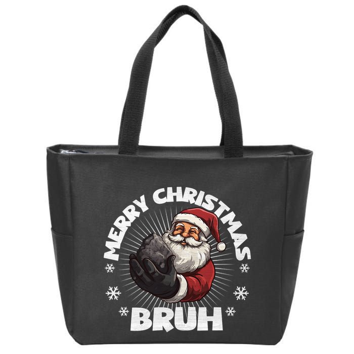 Merry Christmas Bruh Funny Naughty List Coal Xmas Long Sleeve Zip Tote Bag