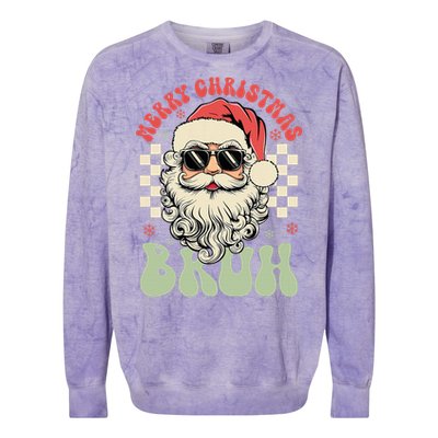 Merry Christmas Bruh Santa Sunglasses Retro Colorblast Crewneck Sweatshirt