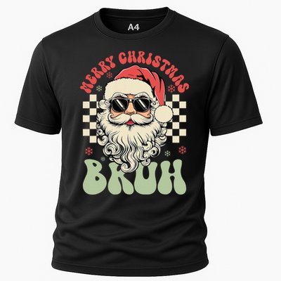 Merry Christmas Bruh Santa Sunglasses Retro Cooling Performance Crew T-Shirt