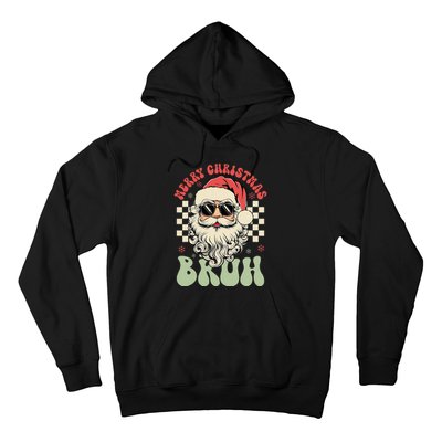 Merry Christmas Bruh Santa Sunglasses Retro Hoodie