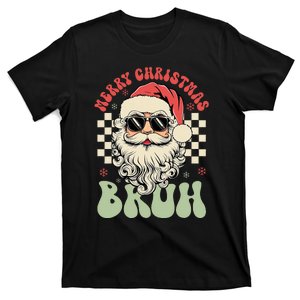 Merry Christmas Bruh Santa Sunglasses Retro T-Shirt