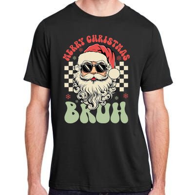 Merry Christmas Bruh Santa Sunglasses Retro Adult ChromaSoft Performance T-Shirt