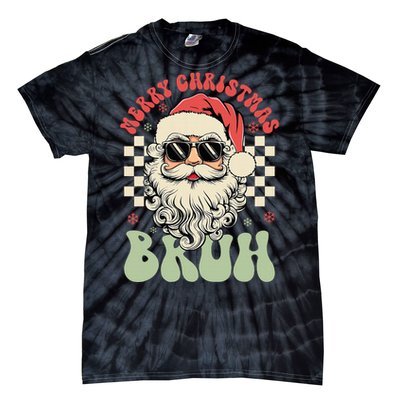 Merry Christmas Bruh Santa Sunglasses Retro Tie-Dye T-Shirt