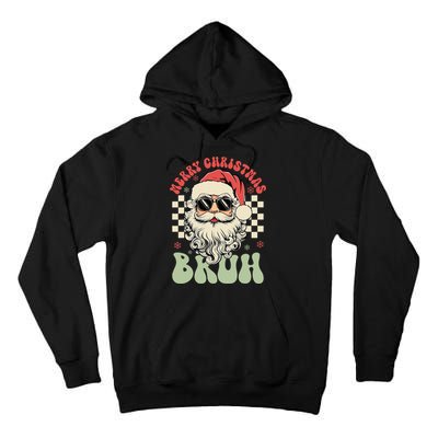 Merry Christmas Bruh Santa Sunglasses Retro Tall Hoodie