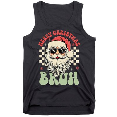 Merry Christmas Bruh Santa Sunglasses Retro Tank Top