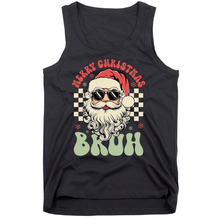 Merry Christmas Bruh Santa Sunglasses Retro Tank Top