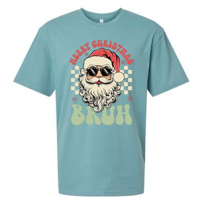 Merry Christmas Bruh Santa Sunglasses Retro Sueded Cloud Jersey T-Shirt