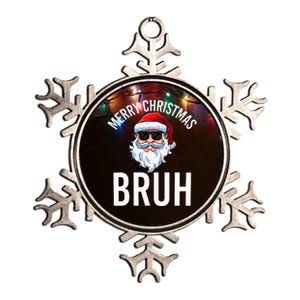 Merry Christmas Bruh Meme Metallic Star Ornament