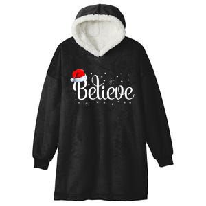 Merry Christmas Believe In Santa Claus Family Pajamas Hooded Wearable Blanket