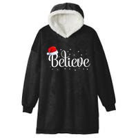 Merry Christmas Believe In Santa Claus Family Pajamas Hooded Wearable Blanket