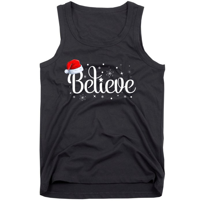 Merry Christmas Believe In Santa Claus Family Pajamas Tank Top