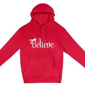 Merry Christmas Believe In Santa Claus Family Pajamas Premium Pullover Hoodie