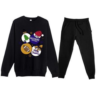 Merry Christmas Baltimore Football Est 1996 Premium Crewneck Sweatsuit Set