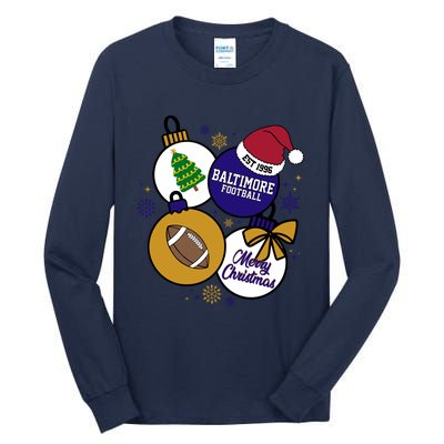 Merry Christmas Baltimore Football Est 1996 Tall Long Sleeve T-Shirt