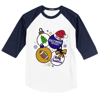 Merry Christmas Baltimore Football Est 1996 Baseball Sleeve Shirt