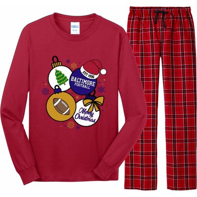 Merry Christmas Baltimore Football Est 1996 Long Sleeve Pajama Set