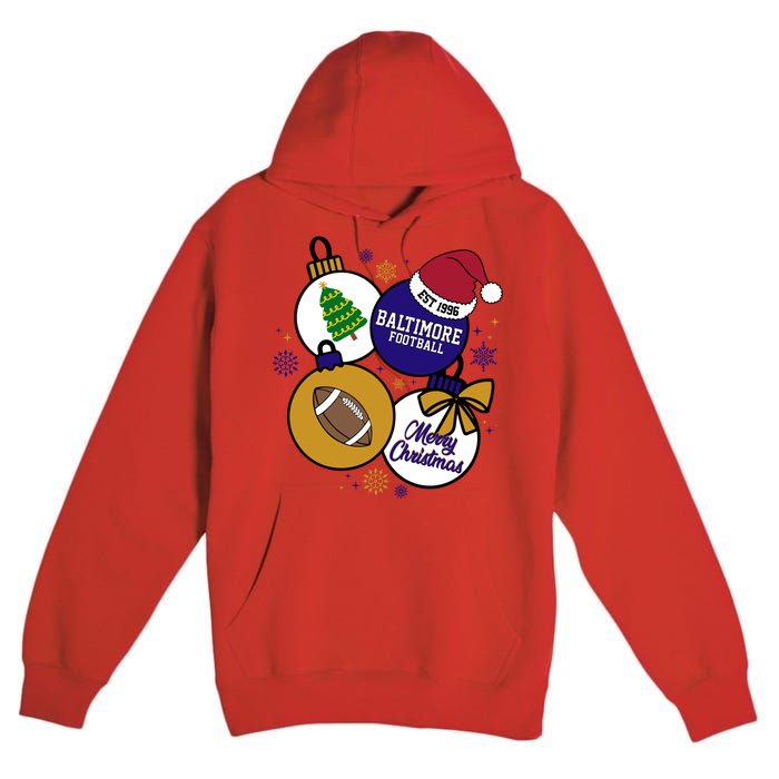 Merry Christmas Baltimore Football Est 1996 Premium Pullover Hoodie