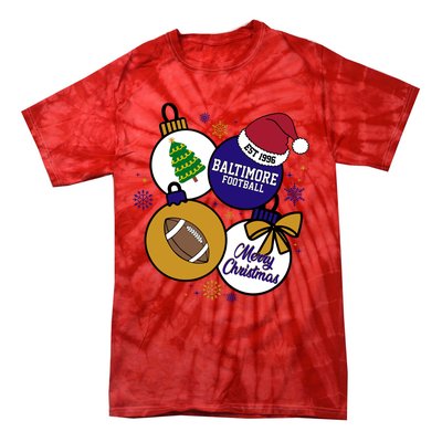 Merry Christmas Baltimore Football Est 1996 Tie-Dye T-Shirt