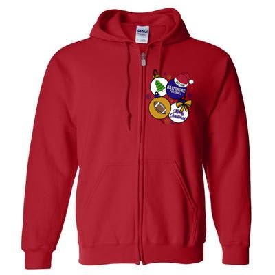 Merry Christmas Baltimore Football Est 1996 Full Zip Hoodie