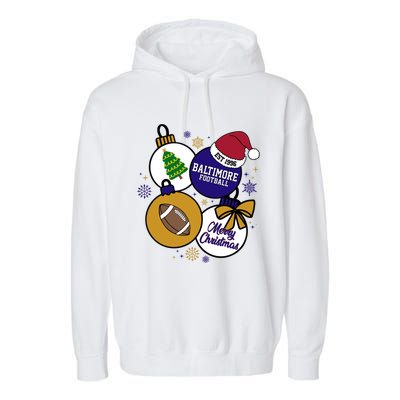 Merry Christmas Baltimore Football Est 1996 Garment-Dyed Fleece Hoodie