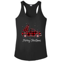 Merry Christmas Buffalo Red Plaid Truck Tree Ladies PosiCharge Competitor Racerback Tank