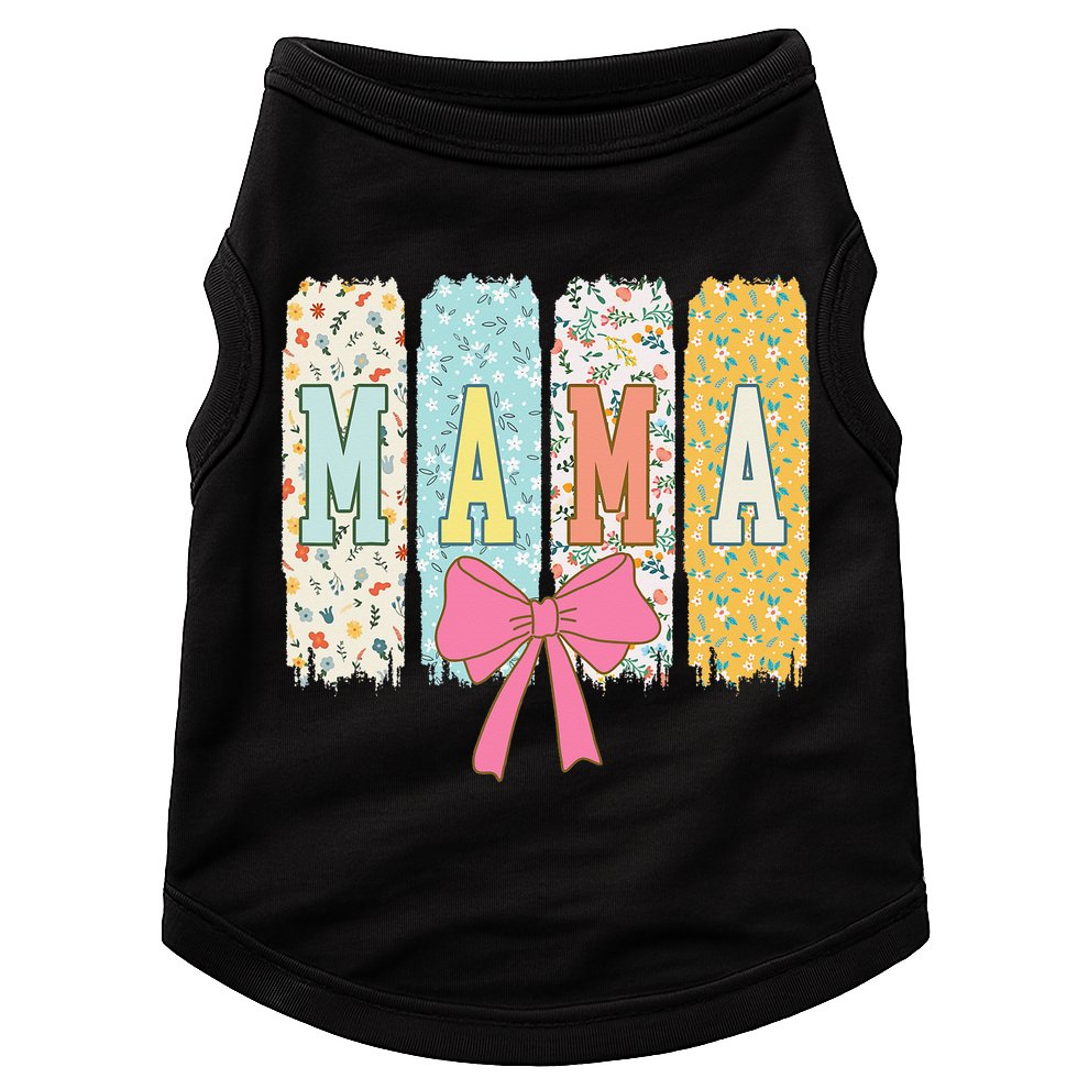 Mama Coquette Bow Groovy Floral Mothers Day Mama Doggie Tank