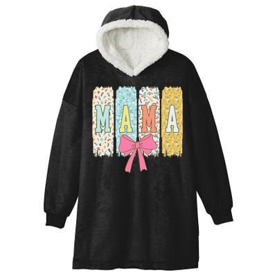 Mama Coquette Bow Groovy Floral Mothers Day Mama Hooded Wearable Blanket