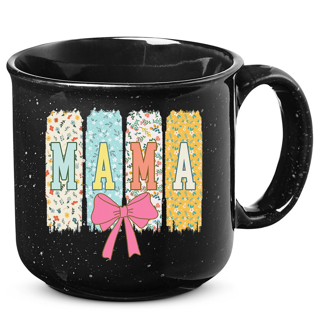 Mama Coquette Bow Groovy Floral Mothers Day Mama 15oz Campfire Ceramic Mug