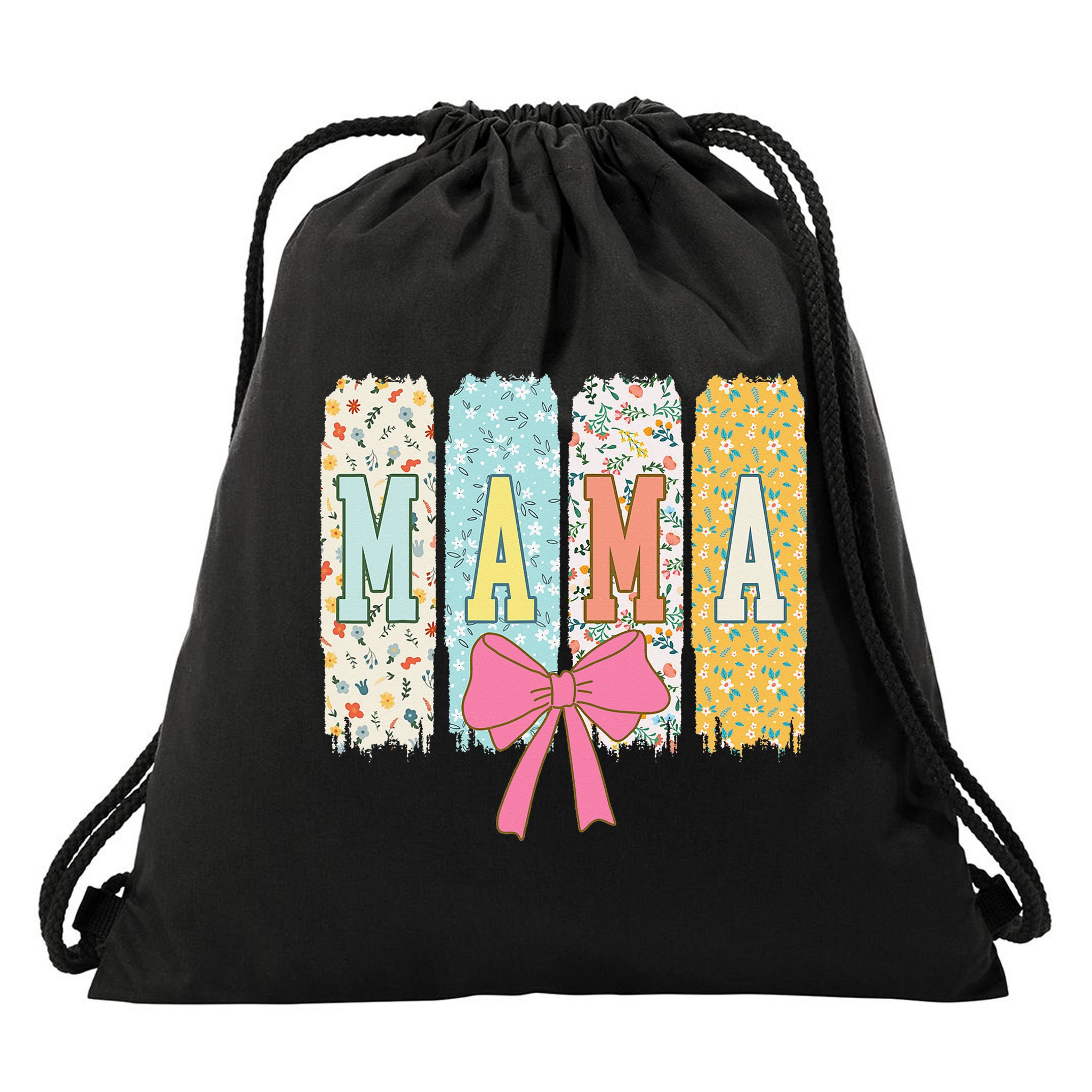 Mama Coquette Bow Groovy Floral Mothers Day Mama Drawstring Bag