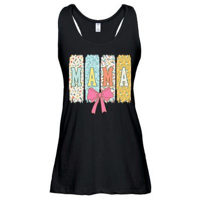 Mama Coquette Bow Groovy Floral Mothers Day Mama Ladies Essential Flowy Tank