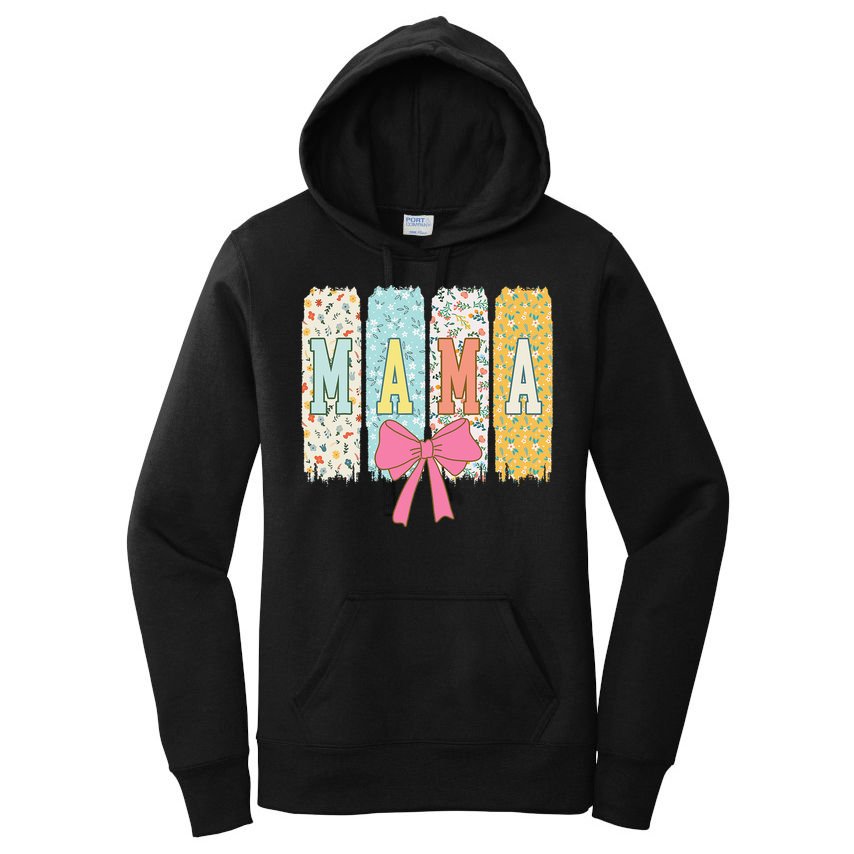 Mama Coquette Bow Groovy Floral Mothers Day Mama Women's Pullover Hoodie