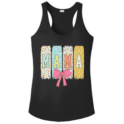 Mama Coquette Bow Groovy Floral Mothers Day Mama Ladies PosiCharge Competitor Racerback Tank