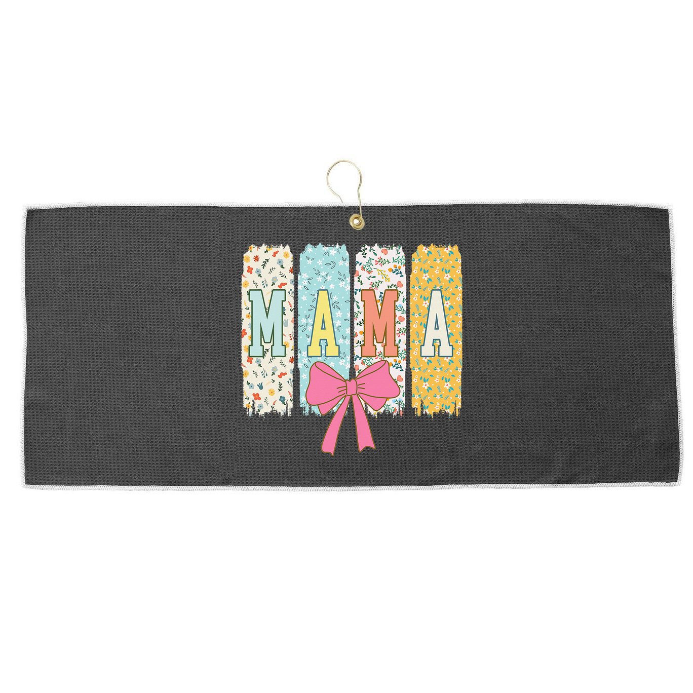 Mama Coquette Bow Groovy Floral Mothers Day Mama Large Microfiber Waffle Golf Towel