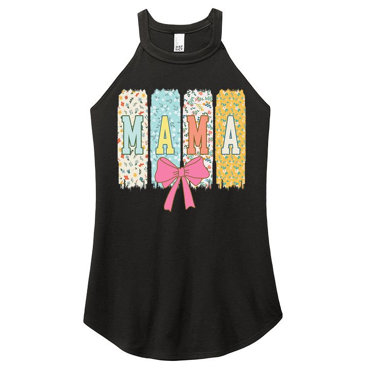 Mama Coquette Bow Groovy Floral Mothers Day Mama Women's Perfect Tri Rocker Tank