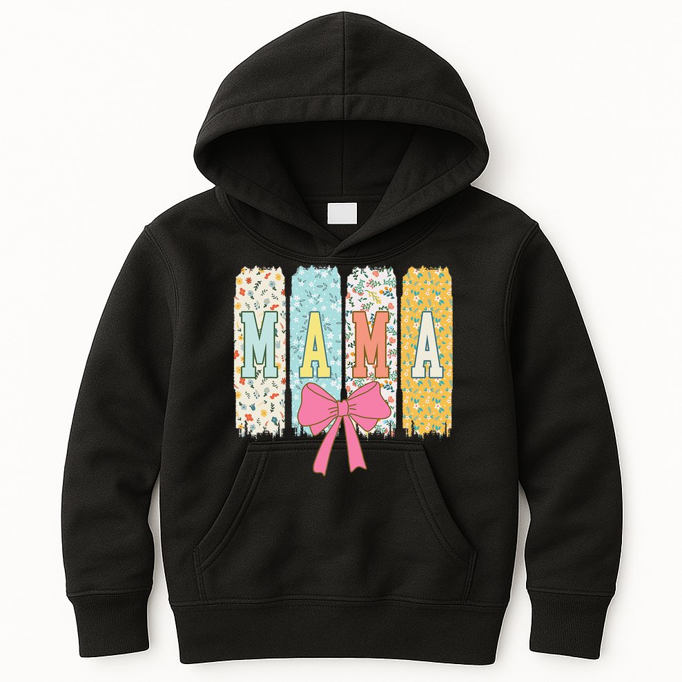 Mama Coquette Bow Groovy Floral Mothers Day Mama Kids Hoodie