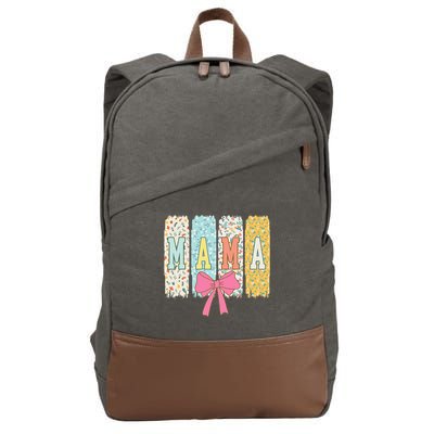 Mama Coquette Bow Groovy Floral Mothers Day Mama Cotton Canvas Backpack
