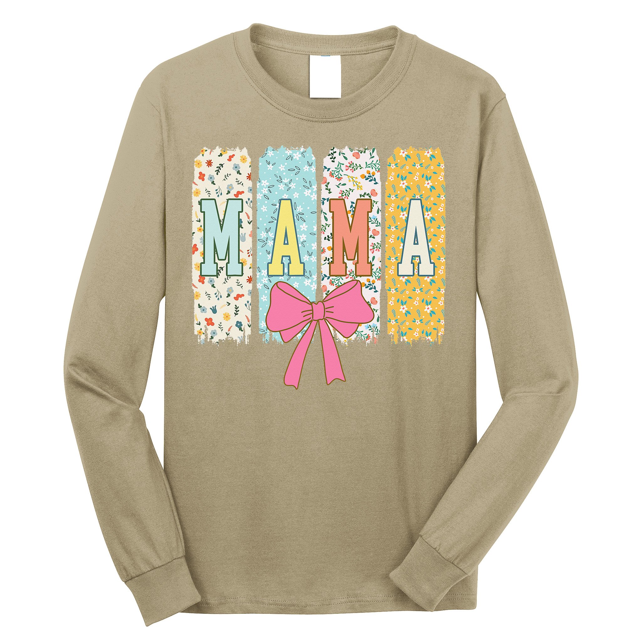 Mama Coquette Bow Groovy Floral Mothers Day Mama Long Sleeve Shirt