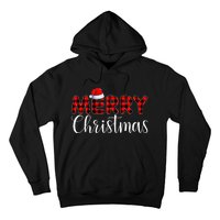 Merry Christmas Buffalo Plaid Red Santa Hat Pajama  Hoodie