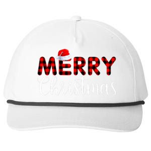 Merry Christmas Buffalo Plaid Red Santa Hat Pajama  Snapback Five-Panel Rope Hat