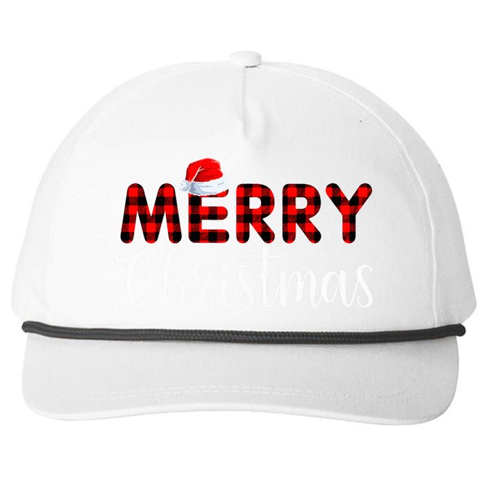 Merry Christmas Buffalo Plaid Red Santa Hat Pajama  Snapback Five-Panel Rope Hat